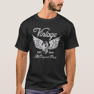Camiseta Cumpleaños 43 Est 1979 Rueda de Motocicleta Vinta