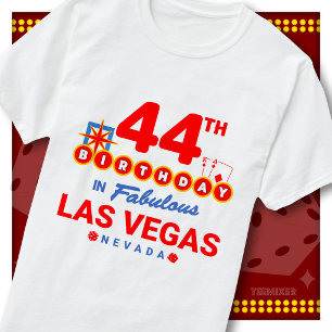 Camiseta Cumpleaños 44 en Las Vegas con cartel de bienvenid