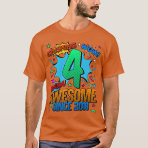 Camiseta Cumpleaños 4 estilo cómic Impresionante desde 2019