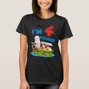 Camiseta Cumpleaños 4 Im Fourrr Tractor Farm Theme Farmer
