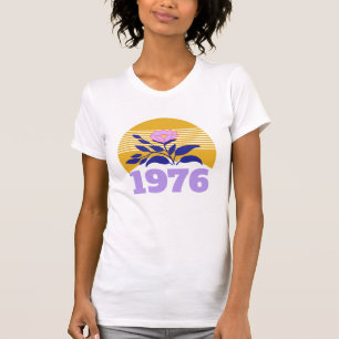 Camiseta cumpleaños 50 años sol floral amarillo moderno lin