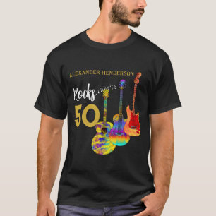 Camiseta Cumpleaños 50 Guitarra Rocks 50 Personalizado