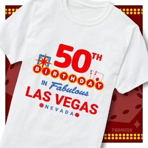 Camiseta Cumpleaños 50 Las Vegas Letrero de Bienvenida Fies
