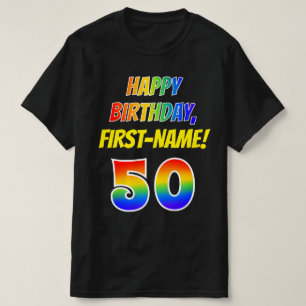 Camiseta Cumpleaños 50 — Negrita, diversión, arco iris