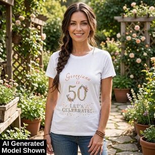 Camiseta Cumpleaños 50 Personalizado Boho Hojas de Otoño 