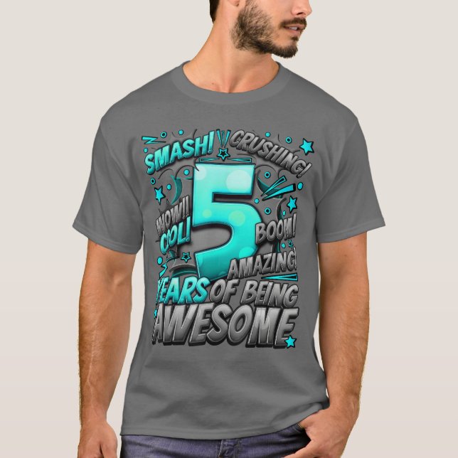 Camiseta Cumpleaños 5 Comic Estilo Increíble Desde 2018 5 A (Anverso)
