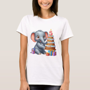 Camiseta Cumpleaños 5 de elefante lindo