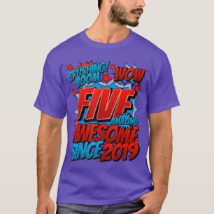 Camiseta Cumpleaños 5 estilo cómic Impresionante desde 2019
