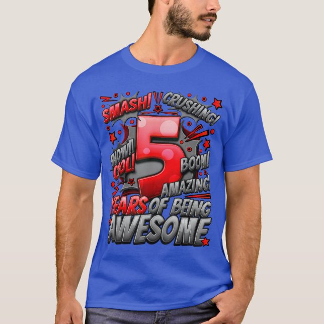 Camiseta Cumpleaños 5 estilo cómic Increíble desde 2018 5 a (Anverso)