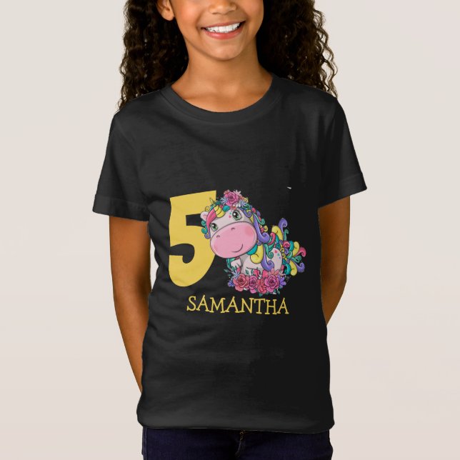 Camiseta cumpleaños 5 Unicornio (Anverso)