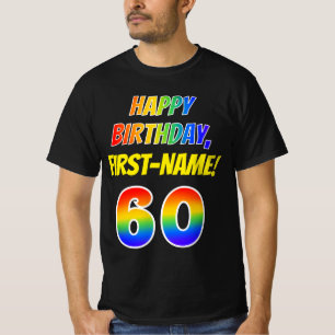 Camiseta Cumpleaños 60 — Negrita, diversión, arco iris 