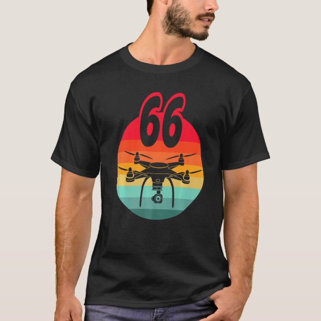 Camiseta Cumpleaños 66 Retro Drones De Control Remoto Con C (Anverso)
