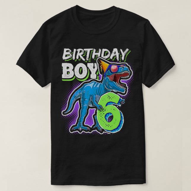 Camiseta Cumpleaños 6 6 cumpleaños T Re Dinosaur Fiesta Gi (Diseño del anverso)
