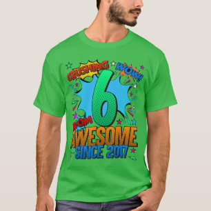 Camiseta Cumpleaños 6 estilo cómic Impresionante desde 2017