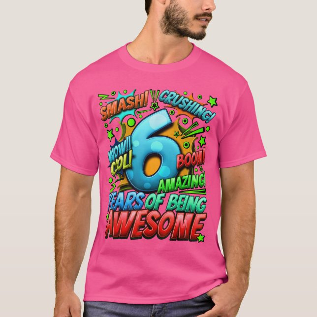 Camiseta Cumpleaños 6 estilo cómic Increíble desde 2017 6 a (Anverso)