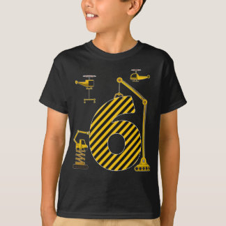 Camiseta Cumpleaños 6 Excavadora de Vehículos de Construcci