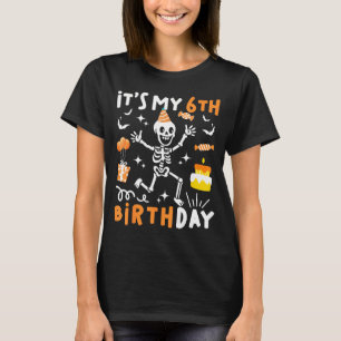 Camiseta cumpleaños 6 niños esqueleto divertido cumpleaños