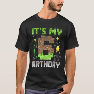 Camiseta Cumpleaños 6 niños Gamer Pixel 6 años Video Ga