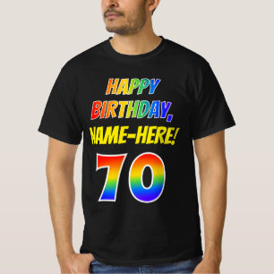 Camiseta Cumpleaños 70 — Negrita, diversión, arco iris 