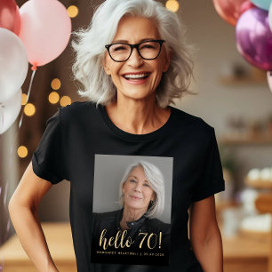 Camiseta Cumpleaños 70 Setenta Personalizado con Foto Hello