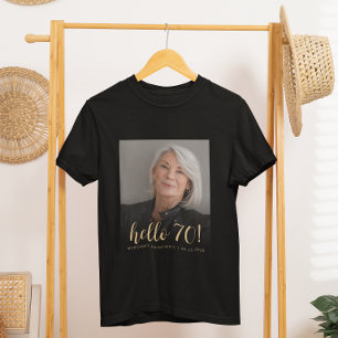 Camiseta Cumpleaños 70 Setenta Personalizado con Foto Hello