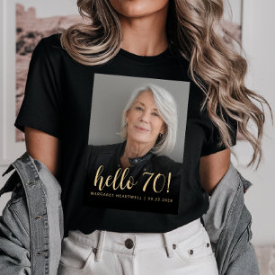 Camiseta Cumpleaños 70 Setenta Personalizado con Foto Hello