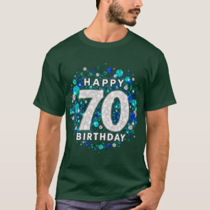 Camiseta Cumpleaños 70 Verde Plateado Bokeh  