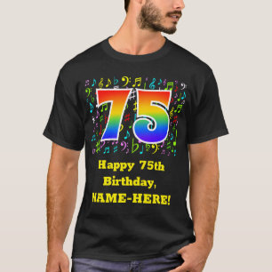 Camiseta Cumpleaños 75: Símbolos musicales coloridos, Rai