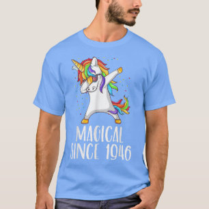 Camiseta cumpleaños 75, unicornio dab, mágico desde 1946