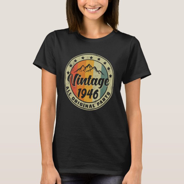 Camiseta Cumpleaños 77 1946 Mujeres Vintage Sty (Anverso)