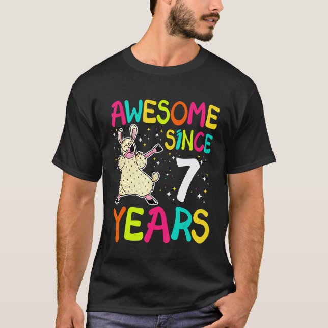 Camiseta Cumpleaños 7 años Llama Dabbing Increíble Pecado (Anverso)