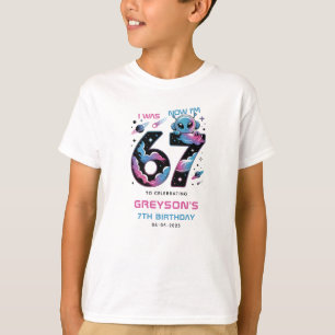 Camiseta Cumpleaños 7 de Cute Space Seis y Siete Años de