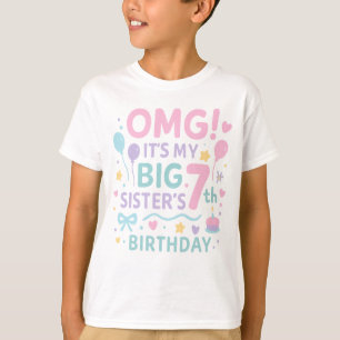 Camiseta Cumpleaños 7 de Hermana Mayor Divertido Arcoíris 7