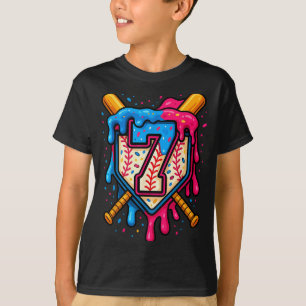 Camiseta Cumpleaños 7 de Hugvyn béisbol helado goteo número