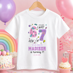Camiseta Cumpleaños 7 de Rainbow   Tenía 6, Ahora 7   Niños
