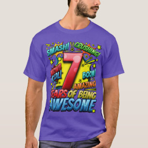 Camiseta Cumpleaños 7 estilo cómic Impresionante desde 2016