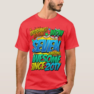Camiseta Cumpleaños 7 estilo cómic Increíble desde 2017 7 a