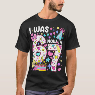Camiseta Cumpleaños 7 Niña Divertida Seis Siete Era 6 Ahora