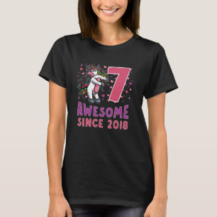 Camiseta Cumpleaños 7 Unicornio Impresionante Desde 2018 7 