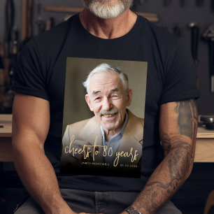 Camiseta Cumpleaños 80 Personalizado con Foto y Felicitacio