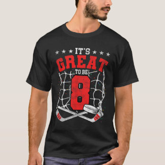 Camiseta Cumpleaños 8 Amantes del Hockey Es Genial Ser de 8