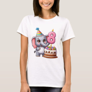 Camiseta Cumpleaños 8 de elefante lindo