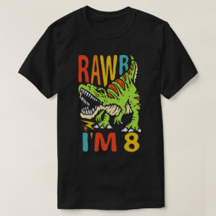 Camiseta Cumpleaños 8 Dinosaurio T Rex Rawr Tengo 8 Para Ni