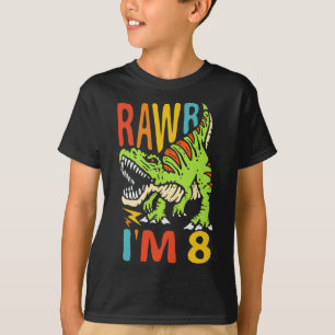 Camiseta Cumpleaños 8 Dinosaurio T Rex Rawr Tengo 8 Para Ni