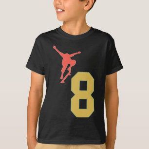 Camiseta Cumpleaños 8 Patinadores Amantes De Skateboard 8 A