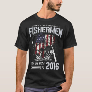 Camiseta Cumpleaños 8 Pescadores Bandera de EE. UU. 8 Años 