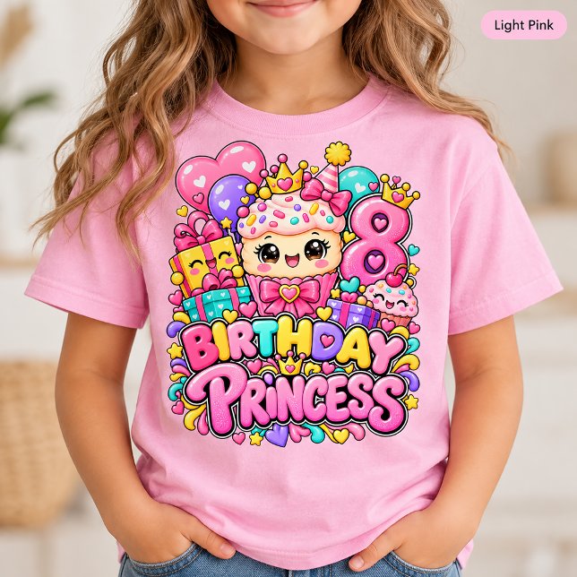 Camiseta Cumpleaños 8 Princesa Cute Cupcake Squishy (Subido por el creador)