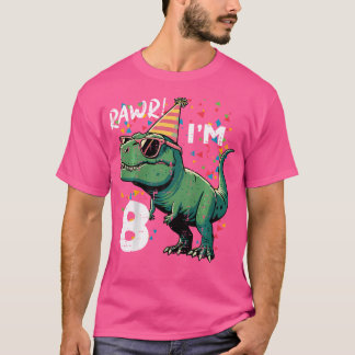 Camiseta Cumpleaños 8 Trex Rawr Tengo 8 Años Cumpleaños Din
