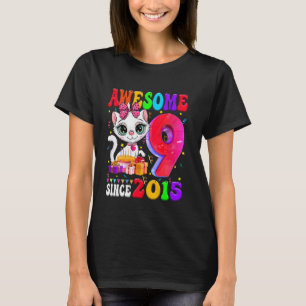Camiseta Cumpleaños 9 años niña fiesta Gato lindo 9 años In