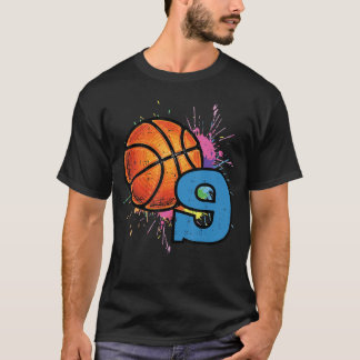 Camiseta Cumpleaños 9 Baloncesto 9 Años Cumpleaños Deportes
